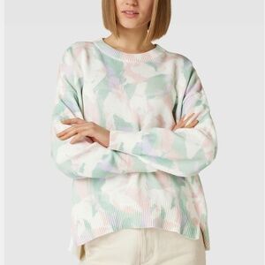 HUGO BOSS BOSS FLORANNA SWEATER ABSTRACT-PRINT HIGH-LOW JUMPER - L